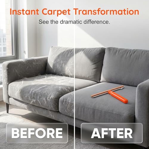 Carpet Rake for Pet Hair Removal, Dog and Cat Hair Remover Tool, Handled Fur Remover Rake for Carpets, Rugs, Mats, Couch, Car Interiors (1)