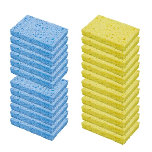 CELOX 24 Pack Cellulose Sponges, Kitchen Sponges for Dishes Cleaning - color: Blue Yellow, size: Regular Pack