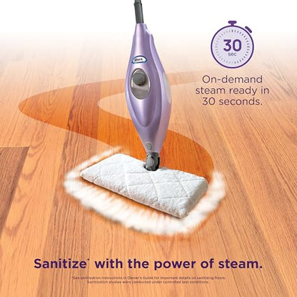 Shark Steam Pocket Mop with 2 Washable Double-sided Pads, Steam Sanitization, Swivel Steering, Lightweight, Steam Cleaner for Sealed Hard Floors, Hardwood, Marble, Tile, Purple, S3501 - style: Steam Pocket Essentials
