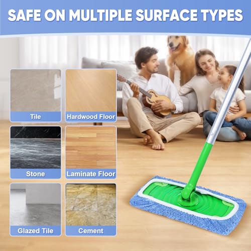 6-Pack Reusable Microfiber Mop Pads Compatible with Swiffer Sweeper, Dry & Wet Sweeping Cloths - Washable Wet Pads Refill for Multi-Surface/Hardwood Floor Cleaning -Blue - color: Blue