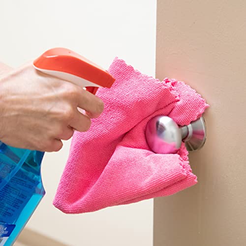 Arkwright Smart Rags Microfiber Cleaning Cloths, Pack of 50 in a Box, Lint Free 180 GSM Reusable Towels for Auto, Office and Household Cleaning, 12 x 12 in, Pink - color: Pink, size: 12 x 12 in