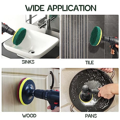 Power Scrub Pads Drill Attachment, GOH DODD 30 Pieces 5 Inch Headlight Restoration Kit Cleaning Kit Scouring Pads with Baker and Universal Shaft for Kitchen, Bathroom, Grout, Carpet, Tub, Grill,Tile - size: 5 Inch 30 Pieces