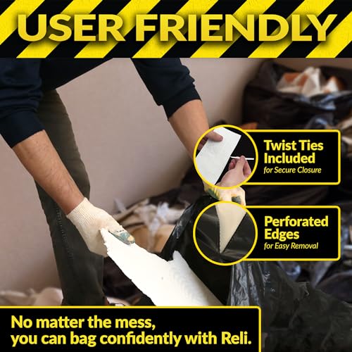 Reli. Contractor Garbage Bags 55 Gallon | 40 Trash Bags | Heavy Duty | Black Contractor