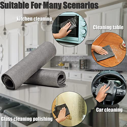 KTT Microfiber Cleaning Cloth, 12" x 16", 8 Pack | Reusable Microfiber Cleaning Cloth, Lint Free, For Home, Window, Mirror Glass and Cars - color: Dark Grey 8p