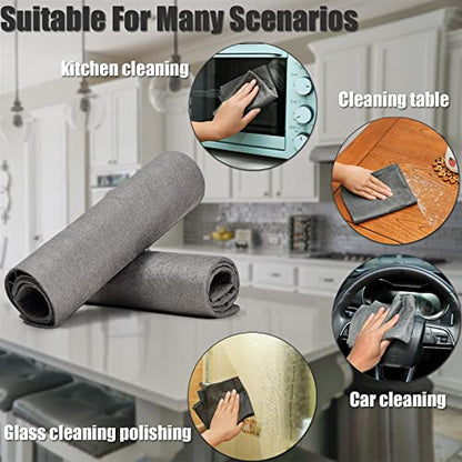 KTT Thickened Magic Cleaning Cloth, 12" x 16", 5 Pack | Reusable Microfiber Cleaning Cloth, Lint Free, For Home, Window, Mirror Glass and Cars - color: Dark Grey 5p