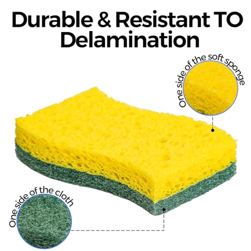 6-Pack Non-Scratch Kitchen Sponges – Durable Dish Sponges for Dishes, Pots, and Pans, Perfect for Cleaning Stainless Steel, Dishwashing, and More, Green & Yellow - color: Green Yellow