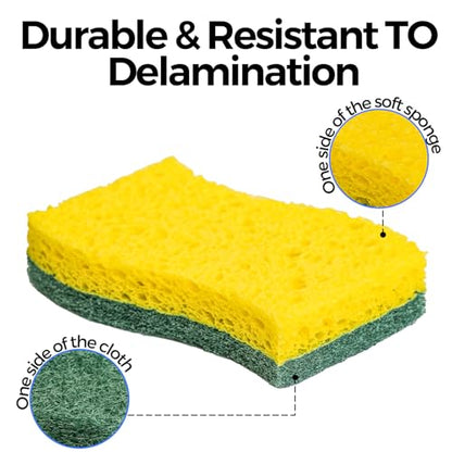6-Pack Non-Scratch Kitchen Sponges – Durable Dish Sponges for Dishes, Pots, and Pans, Perfect for Cleaning Stainless Steel, Dishwashing, and More, Green & Yellow - color: Green Yellow