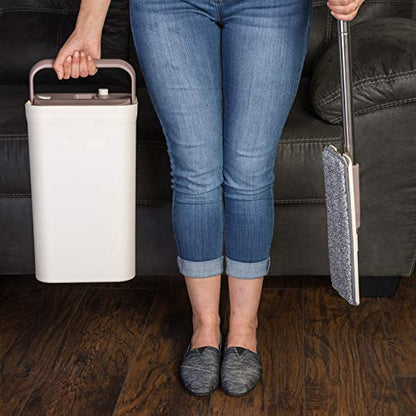 JFB Home Products Micro Flat Mop & Bucket System, Hands-Free Wringing Floor Cleaning, 3 Washable & Reusable Microfiber Pads, Wet or Dry Usage on Wood, Marble, Tile, Laminate, Ceramic and Vinyl Floors - color: Beige