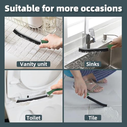 TQRR Toilet Brush, 2 Pcs Bathroom Cleaning Brush, Toilet Scrubber, Deep Toilet Bowl Brush with Hanging Hole, Multifunctional Gap Cleaning Brush, Bristles for Kitchen Sinks, Tub,Shower (2, Green) - color: Green
