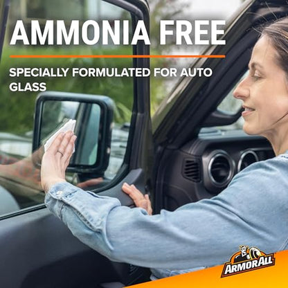 Armor All Car Glass Wipes, Auto Glass Cleaner, 90 Count | Ammonia-free window cleaner wipes safe on tinted glass; remove filmy residue, fingerprints, and bugs - size: 1 Count (Pack of 1)