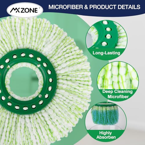 4 Pack Spin Mop Head Replacement Compatible with Libman Tornado, Microfiber Mop Head for Libman Tornado Spin Mop System, Machine Washable Mop Refill Head, Easy to Replace - size: 4 Pack(Green)