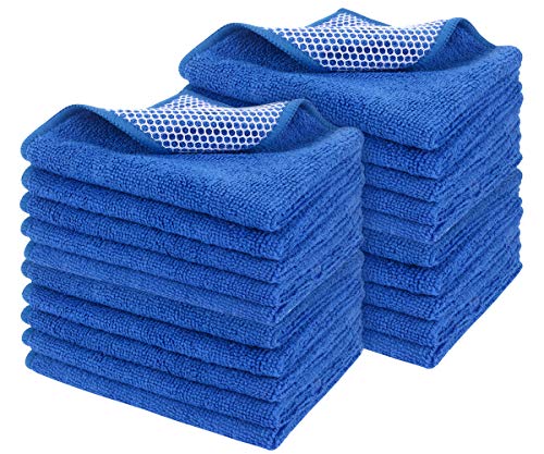 SINLAND Microfiber Dish Cloth for Washing Dishes Dish Rags Best Kitchen Cloths Cleaning Cloths Poly Scour Side 12Inchx12Inch 20Pack, Dark Blue - color: Dark Blue, size: 12inchx12inch 20pack