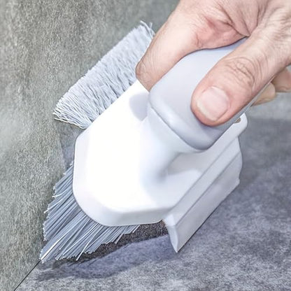 Cleaning Brushes 4-in-1 Floor Scrub Brush with Squeegee V-Shape Gap Scrub Bristles,for Tile, Shower,Grout,Kitchen and Floor (Grey) - color: Gray