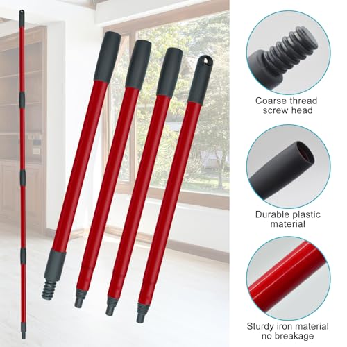 Spin Mop Replace Head, Base, Mop Handle Replacement for OCedar EasyWring 1 Tank System, Include 2 Microfiber Mop Head Replacement, 1 Sturdy Iron 30-58" Mop Handle, 1 Scrubber Head, 1 Spin Base - color: 2 White Heads + 1 Set Mop Handle + 1 Base + 1 Brush