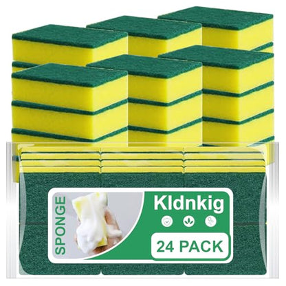 24 Pack Kitchen Cleaning Sponges,Scrub Sponges,Non-Scratch Scrub Dish Sponge Safe on Non-Stick Cookware,Stink-Free Cleaning Supplies for Pots, Pans