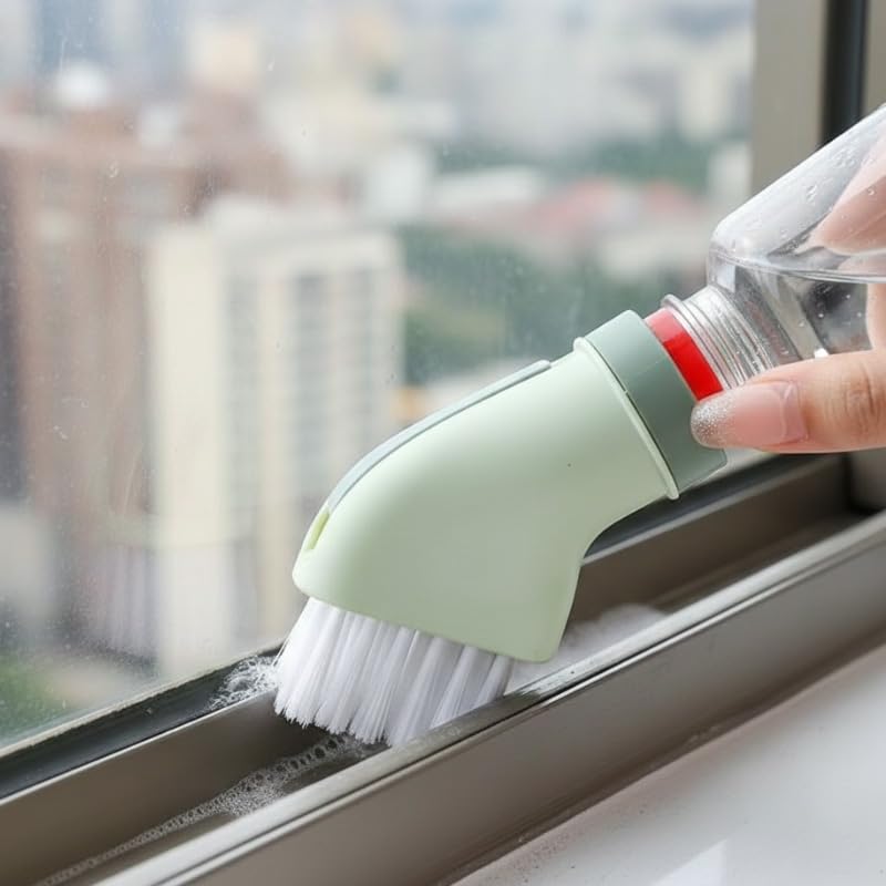 Water Bottle Connected Cleaning Brush Head, Multi-Purpose Flat Scrubber for Deep Crevices and Dead Ends, 1 Pack (Green)