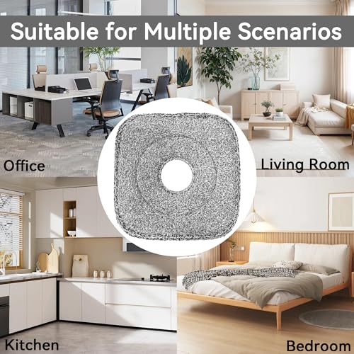 4 Pack Square Reusable Microfiber Mop Pads Fit for True & Tidy Spin Mop, Machine Washable Refill, Super Absorbent and Durable for Deep Cleaning, 9x9 Inch