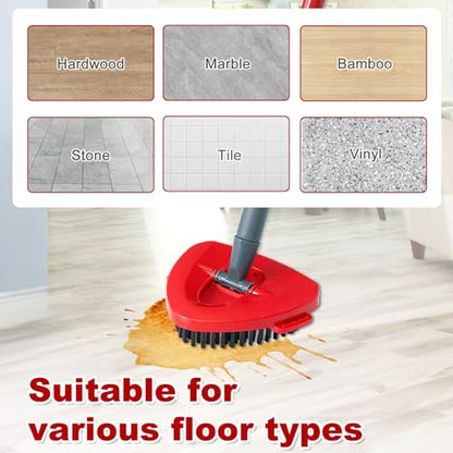 DLAIMI Mop Handle Replacement for Ocedar, 4 Section 30" to 58" Extendable Length Mop Stick for Ocedar Spin Mops Refills and Brooms Floor Cleaning, Include Base and Scrub Brush - size: Mop Handle&Brush&Base