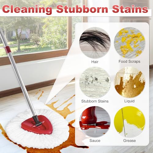 Mop Head Replacement, Base, Mop Handle for Ocedar EasyWring 1-Tank System, 2 Microfiber Mop Refills, Extendable Length 30-59" Mop Handle, Base and Scrubber for All Hard-surfaced Floor - color: White (1 Tank System)