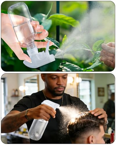 2 Pack 360° Spray Bottles, 10 oz Plastic Small Containers with Adjustable Spray Nozzles, Spray Bottles for Hair, Cleaning Solutions, BBQ and Plants Amber - color: Amber, size: 10 Ounces