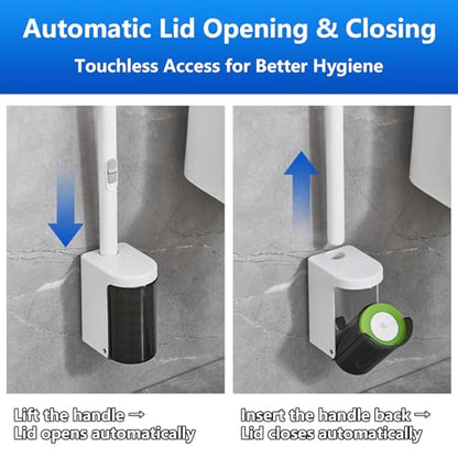 Disposable Toilet Brush,Toilet Bowl Brush and Holder Set with 24 Wand Refills, Wall Mounted Cleaning Brush for Bathroom Toilet (Toilet Brush Set,1)