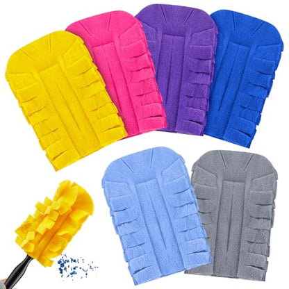 Zubebe 12 Pcs Duster Refill Reusable Fleece Duster Refills Feather Flat Dusters Multi Surface Washable Cleaning Pads Tools for Home, Blinds, Car, Pet, Furniture, Fans (Bright Color) - color: Bright Color