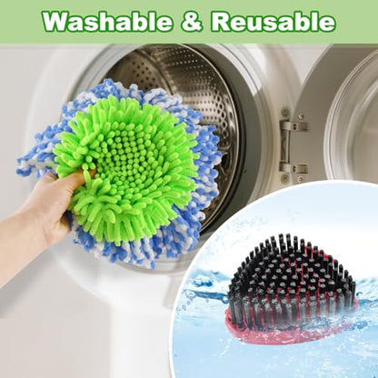 Mop Heads Replacements for Ocedar Easywring RinseClean 2 Tank Spin Mop Replace Heads for O Cedar 2 Tank Spin Mopping Sets Including 4 Pack Refills, 1 Pack Scrub Brush and 1 Base for All Floors Clean - size: for Ocedar 2 Tank