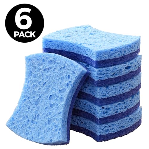 6-Pack Non-Scratch Kitchen Sponges – Durable Dish Sponges for Dishes, Pots, and Pans, Perfect for Cleaning Stainless Steel, Dishwashing, and More, Blue - color: Blue