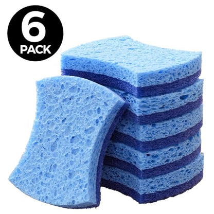 6-Pack Non-Scratch Kitchen Sponges – Durable Dish Sponges for Dishes, Pots, and Pans, Perfect for Cleaning Stainless Steel, Dishwashing, and More, Blue - color: Blue