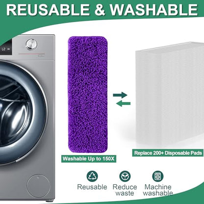 Aifacay Reusable Mop Pad for Swiffer PowerMop, 4 Pack Mop Refill Pads for Swiffer PowerMop Refills Multi-Surface Pads 15" Microfiber Spray Floor Mops Replacements Pad Washable-Purple - color: 4 Pack：purple