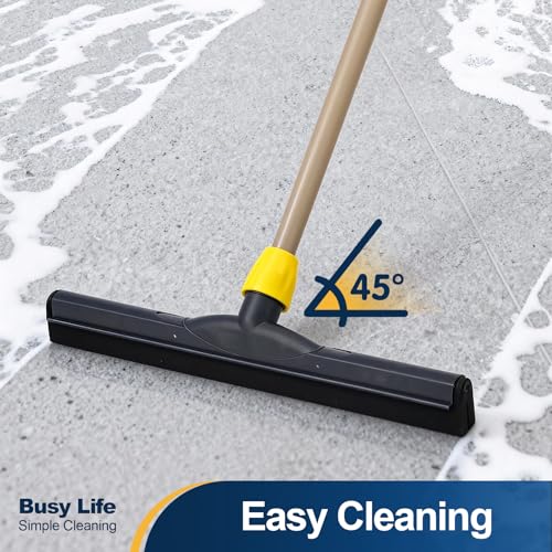 Yocada Floor Squeegee Scrubber Adjustable Telescopic Pole Heavy Duty Household Broom EVA Foam Blade for Garage Courtyard Shower Bathroom Floor Marble Glass Tile Water Foam Cleaning - size: 1 Count (Pack of 1)