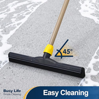 Yocada Floor Squeegee Scrubber Adjustable Telescopic Pole Heavy Duty Household Broom EVA Foam Blade for Garage Courtyard Shower Bathroom Floor Marble Glass Tile Water Foam Cleaning - size: 1 Count (Pack of 1)