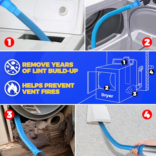 Holikme Dryer Vent Cleaner Kit 2 Pieces - Upgraded Dryer Lint Screens Cleaner Brush Part,Compatible with Most Vacuum Cleaner,Vacuum Hose Attachment & Refrigerator Coil Brush,Quickly Lint Remove,Blue - color: Blue