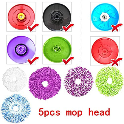 5 Replacement Mop Micro Head Refill for 360° Spin Magic Mop-Microfiber Replacement Mop Head-Round Shape Standard Size