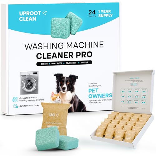 Uproot Clean Washing Machine Cleaner Tablets - 24 Pack for a 12 Month Supply. Formulated for Pet Owners. Compatible with HE, Top & Front Load. Easily Removes Residue, Grime, and Odors. Septic Safe. - style: Pro