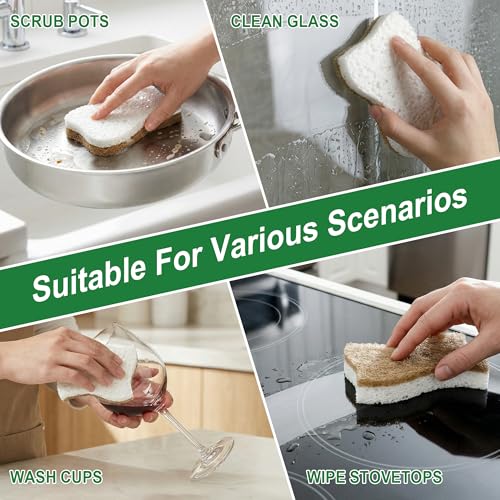 LILAC Natural Cellulose Sponges for Dishes - Ergonomic Non-Scratch Kitchen Scrub Sponges - 100% Biodegradable & Eco-Friendly Cleaning Sponges for Non-Stick Cookware, Bathroom & Household (6 Pack) - size: 6 Pack