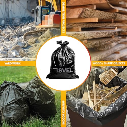 Heavy Duty Industrial Contractor Bags 42 gallons 2 Mil (20 Bags) - 33" x 48" Thick and Tough Trash Bag for Construction, Commercial, Yard, Outdoor use.