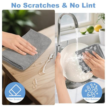 10pcs New Upgrade 2-Layer Microfiber Wire Dishcloth,Non-Scratch Wire Dishwashing Rags for Wet and Dry,Metal Scrubbers, Kitchen Miracle Cleaning Dish Rags for Cookware,Sinks, Dishes,Stove,Grey - color: 10pcs Grey