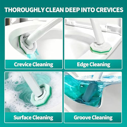 Disposable Toilet Brush, Toilet Bowl Cleaning System with 48 Count Wand Refill, Clean Brush Starter Kit with 1 Toilet Wand, 1 Storage Caddy and 1 wall Sticker (White) - style: Green-Toilet brush+48 refills