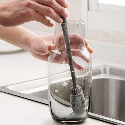 Long-Handle Silicone Cup & Bottle Brush - Reach Every Corner for A Thorough Clean!
