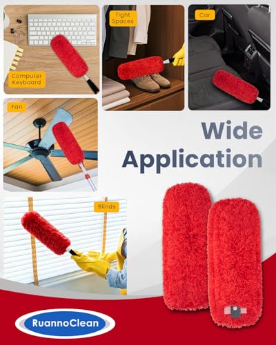 Microfiber Duster Refills Compatible with OXO Good Grips Hand Duster, Reusable Dusters Refill Washable Head Replacement for OXO Extendable Dusters for Cleaning -2 Pack, Red - color: Red, 2 Pack
