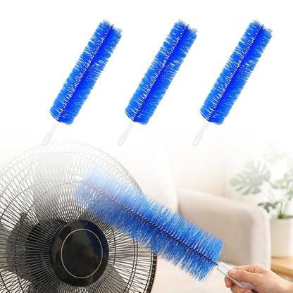 Fan Cleaner Brush, Bendable Microfiber Fan Duster, Reusable Fan Cleaning Brush for Ceiling Fans, Air Vents, Blinds, Curtains, Car Vents & Household Cleaning (3, Blue) - color: Blue