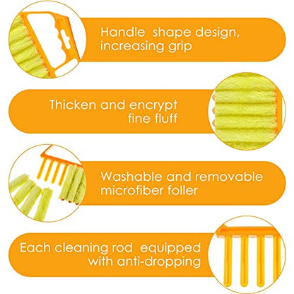 Geiserailie 2 Pcs Window Venetian Blind Cleaner Duster Tool Washable 7 Fingers Dusting Cleaner and Air Vent Shutter Brush Blinds Air Conditioner Fan Duster Dirt Housekeeping Tool (2 Color) - color: 2 Color
