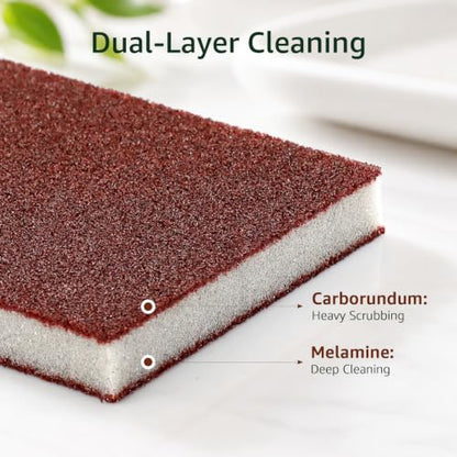 10 Pack Magic Carborundum Cleaning Sponge, Heavy Duty Rust Eraser Pads for Kitchen Cast Iron Skillets, Grill Grates, Stove Tops, Pots, Tools, Brown Nano Melamine Emery Scouring Sponges - size: 10pcs