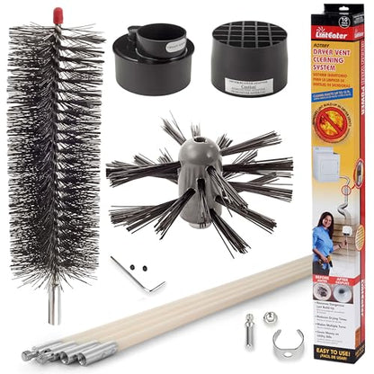 Dryer Vent Duct Cleaning Kit - Gardus RLE202 LintEater Rotary Dryer Vent Cleaner Kit, Removes Lint, Dryer Vent Cleaning System Extends Up to 12’ with 4 Flexible 3' Rods, Air Duct Cleaning Tools - style: 12' Screw-Connect Kit