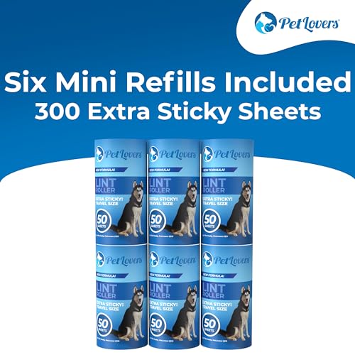 PetLovers Extra Sticky Lint Roller Mega Value Set for Pet Hair Removal, Dog and Cat Lint Remover (6 Pack Mini Refills) - size: 6 Pack Mini Lint Roller Refills