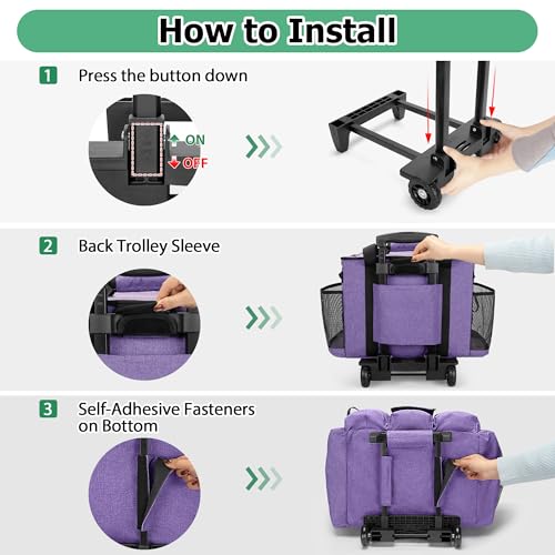 LoDrid Rolling Cleaning Caddy with Lid, Cleaning Supplies Organizer with Detachable Trolley, Cleaning Caddy Cart on Wheels with Handle and Shoulder Strap for Housekeepers, Purple, Bag Only - color: Purple