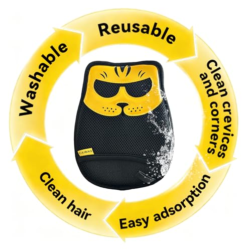 Pet Hair Removal Glove, Washable Reusable Cat Dog Fur Remover Mitt with Electrostatic Dual-Direction Surface for Couch, Sofa, Bedding, Rugs and Pet Beds(2pcs-Yellow Black) - color: 2pcs-Yellow Black