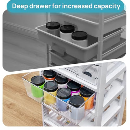 Vtopmart 6-Tier Rolling Cart with Deep Drawers, Clear Plastic Storage Organizer for Art & Craft Supplies, Toy, Office, Classroom, Bedroom, Bathroom - style: 6 Tier 6 Drawers