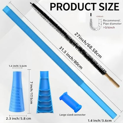 Dryer Vent Cleaner Kit - Universal Vacuum Hose Attachment & Lint Brush, Effectively Clean Clogged Dryer Ducts, Fit Most Vacuums for Dryer, Refrigerator Coils & Behind Appliances (Blue) - color: Blue
